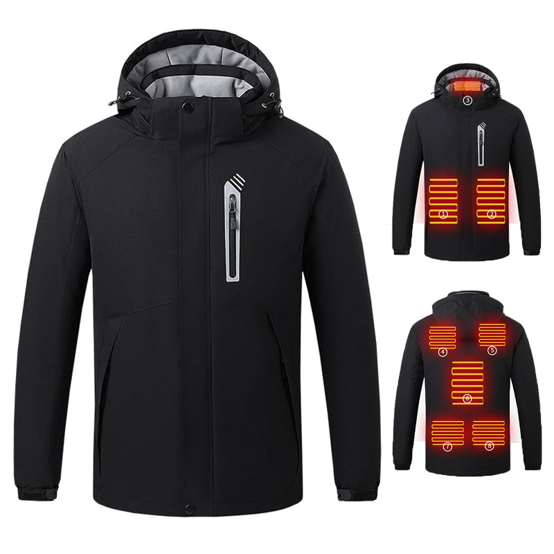 Winter Smart Heated Cotton Jacket For Men Warm Plus Velvet Thickened Down Cotton Jacket Heating USB Charging Outdoor Jacket