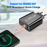 30W 4-Port USB PD Charger Dual USB-A+USB-C PD3.0 QC4.0+QC3.0 Support SCP FCP Fast Charging Wall Charger Adapter EU Plug for iPhone12 13 14 14 Pro 14Pro Max for Huawei Mate50 for Oppo Reno9 for Redmi K60 for Samsung Galaxy S23