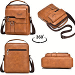 Men's Fashion PU Leather Shoulder Bag, Large Capacity Retro Business Crossbody Bag For Men Handbag Messenger Bag Waist Bag Office Use Bag Casual Day Bag, Multi-pocket Large Capacity, Waterproof and Wear-resistant