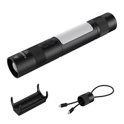 LinkMejor T7 Multifunctional 1500 Lumen Rechargeable LED Flashlight with Side Light Adjustable Camping Stand for Outdoor Adventures Camping Riding LED Torch Work Light