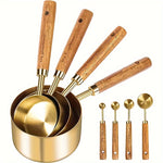 IPRee 8pcs/Pack Stainless Steel Measuring Cups and Spoons with scale Design Kitchen Baking Tools for Home Baking