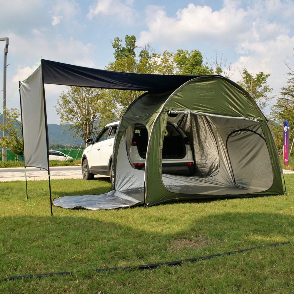 Xmund Camping SUV Tail Tent with Rainfly, Outdoor Car Trunk Tent, Sun Shade for Self-Driving Trips, Multi-functional Bicycle Tent, Providing Shade and Shelter for Car Camping