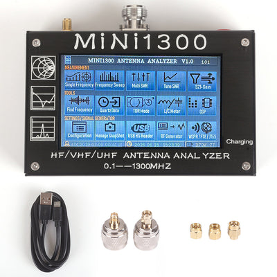 Mini 1300 Portable Antenna Analyzer 0.1-1300MHz SWR Meter Frequency Scan S21 Spectrum Analyzer TDR LC Meter Signal Generator USB Rechargeable VNA