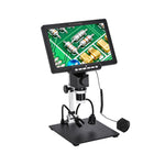 Digital Microscope 1200X Magnification 10.1 inch HD LCD Screen 12MP 8 LED Lights with Battery USB Type-C Microscope for Electronics Biological Research