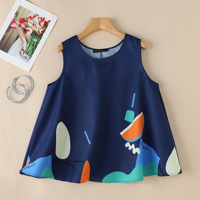 LinkMejor Women Holiday Fashion Round Neck Graphic Printed Tanks Casual Crew Neck A-Line Vests Tops