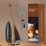 Electric Milk Frother Handheld Mini Whisk for Coffee & Hot Chocolate One-Touch Operation Cordless Rechargeable Easy Clean for Lattes Cappuccino Protein Shakes