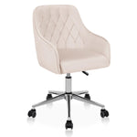 LinkMejor Velvet Office Chair Cute Vanity Chair with Wheels for Bedroom Upholstered Task Chair for Home Office