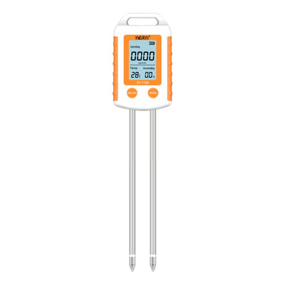 YY-1104 6-In-1 Soil Tester NPK/EC/Moisture/Temperature Dual Probes 90° Rotating LCD 0-1999 mg/kg 0-1999 μS/cm 0-99% RH 0-60°C Auto Power Off ABS Housing
