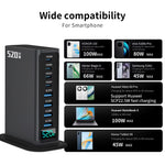 [GaN Tech] Bakeey 520W 8-Port USB PD Charger 4USB-A+4USB-C PD QC SCP PPS Fast Charging Digital Desktop Charging Station EU Plug US Plug for iPhone 16 16 Pro 15 14 13 for Xiaomi 15 Ultra for Samsung Galaxy S25 Ultra for Huawei Pura X