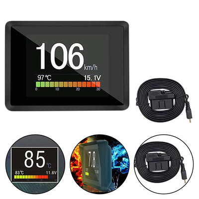 Car HUD Head-Up Display Obd Speed Fuel Consumption Water Temperature Voltage Overspeed Alarm HD Head-Up Display