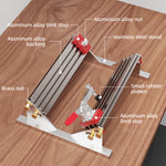 LinkMejor Adjustable Spline Jig for Table Saw & Router Table Silver Aluminum Alloy Material 1/2in-11in Project Size Compatibility with 4 Molded Flip Stops for Precise Joinery and Smooth Operation