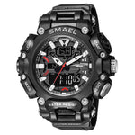 LinkMejor Men Sport Digital Dual Display Watch Multi-function LED Luminous Waterproof Date Week Alarm Wristwatch