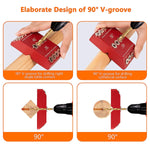 30 45 90 Degree Drill Guide Angle Drill Hole Guide Jig with 4 Sizes Drill Bits for Angled and Straight Hole Sturdy Aluminum Alloy Drilling Jig for Cable Railing Deck Stair Handrail