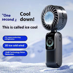 100 High Speed Handheld Fan with Smart LED Display Semiconductor Cooling Fan Portable Rechargeable Folding Small Fan
