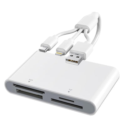 LinkMejor AP554 4-in-1 SD/TF/MS/XD Card Reader 480Mbps USB-A/USB-C/iP Interface Plug and Play for iPhone Android Windows