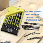 8-Piece Woodworking Drill Bit Set High Carbon Steel Brad-Point Tip 3mm to 10mm Fits Hand Electric Drills with Plastic Case