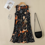 LinkMejor Elegant Style Women's Dresses Sleeveless Round Neck Printed A-Line Mermaid Dress