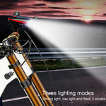 Cansses 3 in 1 Solar Bike Headlight XPE Lamp Beads 1200mAh Battery Waterproof 3 Light Modes with 120db Horn for Night Cycling