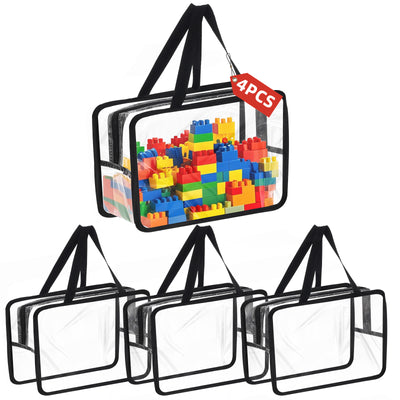 Clear Black Toy Storage Bags 4-Pack Large Size x2 Extra Large Size x2 Large Size x4 Extra Large Size x4
