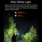 Lumintop Moonbox 3.0 Multi-Functional EDC Flashlight 1200LM White LED with Red Green Beam, 365nm UV RGB Side Light and Magnetic Design Copper Material USB-C Rechargeable Handheld Torch for Camping Outdoor Emergency