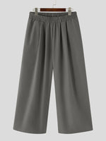 INCERUN Mens Solid Color Comfortable Loose Fit Elastic Pants