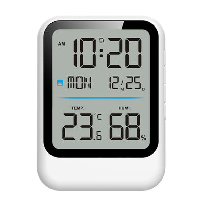 8007C Multifunctional Digital Alarm Clock with Large LCD Display Temperature Humidity Monitor Alarm Clock Calendar for Bedroom Office Home Use