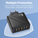 LYK-885 15W 3.1A 6-Port USB Charger 6USB-A Fast Charging Wall Charger Adapter EU Plug US Plug for iPhone 16 15 14 13 12 for Huawei Mate XT for Xiaomi 15pro for Samsung Galaxy Z Flip6