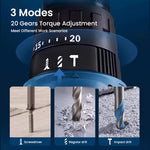 LinkMejor 183-L for Bosch Cordless Impact Drill 18V Brushed Motor 56Nm Torque LED Light Two Speed Metal Chuck