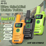2Pcs LinkMejor AI-D1 Walkie Talkies UHF 400-470MHz Dual PTT Ultra Slim Type-C Rechargeable LED DisplayVOX Wireless Frequency Copy Two-way Ham Radio