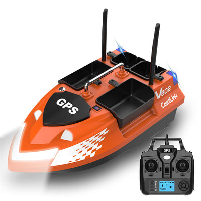 LinkMejor V802 PRO RTR 2.4G RC Bait Boat GPS Smart 160 Fishing Points 500m Dual Antenna 4 Hutch Load 3KG Automatic Cruise Return Real Time Distance Transmission LED Light Ship Vehicles Models Toys