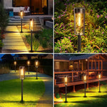 Elfeland 2PCS Solar Pathway Warm Lights Outdoor Waterproof Solar Powered Garden for Walkway Yard Backyard Landscape Lighting Decorative