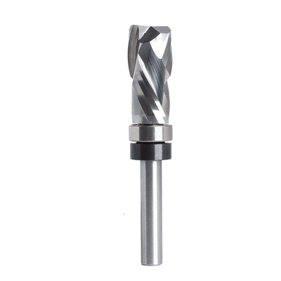 1/4" 6.35mm Shank Carbide Bottom Bearing Spiral Trimming CNC Router Bit End Mill 1/2"/12.7mm Cutting Diameter 1"/25.4mm Cutting Length for Woodworking