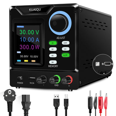 LinkMejor Programmable DC Power Supply Adjustable 305/3010/605/1203 with HD 4-Digit Color Display Precise Encoder Knobs USB Port Smart Cooling Fan