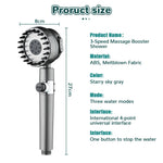 LinkMejor High-Pressure Shower Head One-Key Stop Adjustable Spray 3-Mode With Massage Brush Filter Rain Shower Faucet Bathroom Accessories