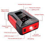 4-in-1 Multi-function Car Emergency Starter Intelligent Digital Display 12V 38000mAh Power Bank Jumpstarter Tire Inflation Pressure Tester
