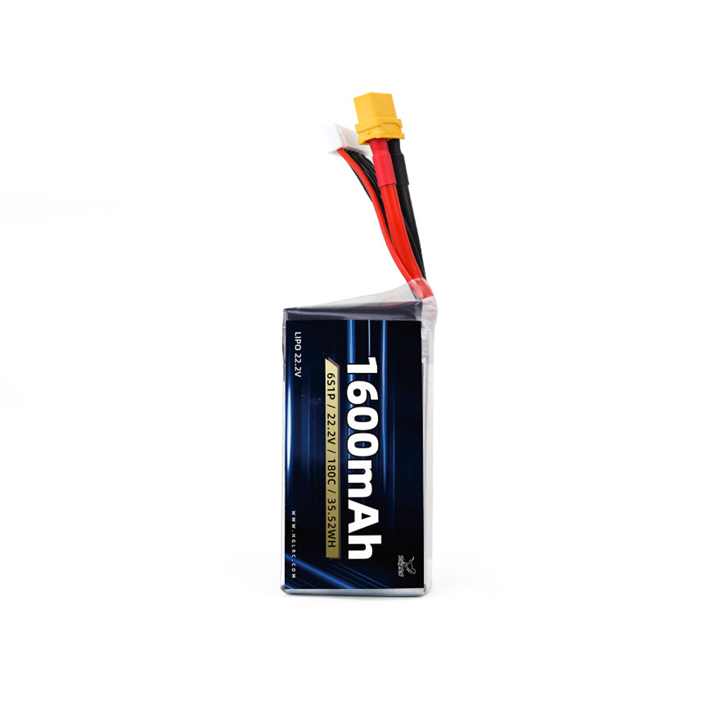LinkMejor 22.2V 1600mAh 180C 6S LIPO Battery XT60 Plug for 5Inch FPV Racing Drones
