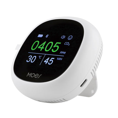 Moes Tuya CO2 Meter Portable Air Quality Carbon Dioxide Detector with Alarm Clock Temperature Humidity Display Air Tester APP Remote Wireless Monitor