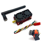 LinkMejor 4.2W FPV System 5.8GHz 48CH FPV Transmitter VTX with B19 1/3" CMOS 1500TVL FPV Camera 2.1mm Lens and Dual Cooling Fan for FPV Racing Drones