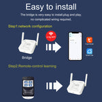 Tuya WiFi-RF Bridge Smart Roller Shutter Door Controller 433MHz Universal Remote Control for Garage Door Gate Curtain Smart Life App Timer Schedule Voice Control with Alexa Google Assistant
