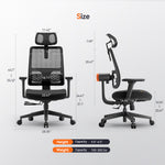 Newtral MagicH002 Ergonomic Home Office Chair, High Back Desk Chair with Unique Adaptive Lumbar Support, Adjustable Headrest, Seat Depth Adjustment, 96°-126° Tilt Function, 4D Armrest Recliner Chair for Office