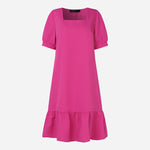 LinkMejor Women's Dresses Summer Vintage Casual Lantern Sleeve Ruffled Trim Square Neck Loose Solid Dress