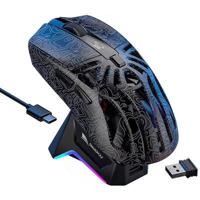 LinkMejor M8 Triple-Mode Wireless Gaming Mouse PAW3311 Sensor 12000DPI 72g Lightweight Power Display Esports Mouse with RGB Charging Dock