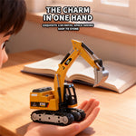 LinkMejor HG4-301 RTR 1/64 2.4G Mini RC Excavator Alloy Bucket 270 °Rotation Support App Remote Controlled LED Light Sound Engineering Vehicles Two Speed Desktop Toys Model Collection Gift For Boys