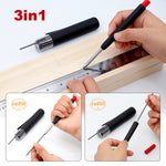 3-in-1 Carpenter Pencil Set Long Nose 44mm Deep Hole Marker Built-in Sharpener Pocket Clip 12 Leads Construction Woodworking DIY Tool