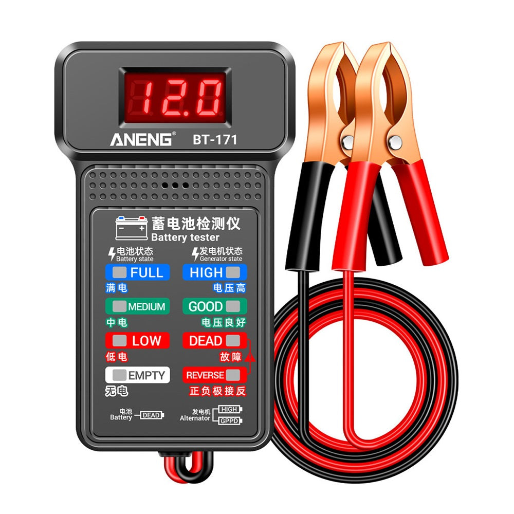 LinkMejor BT-171 Battery Tester 12V LCD Digital Auto Battery Analyzer Charging Cranking System Tester Car Battery Checker Diagnostic Tool
