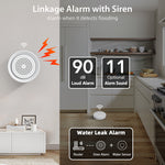 LinkMejor Tuya WiFi Smart Water Leak Alarm with 3 Water Sensors Sound and Light Alerts for Smart Home Automation and Leak Detection