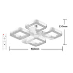 Elfeland 3/4-Head E27 LED Crystal-Inspired Ceiling Fan Light 3 Color Temperature 2/4H Timer 3 Levels Speed Adjustable Fan Lamp Remote Control for Indoor Rooms