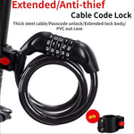 LinkMejor Bike Lock Steel Password Lock Five-digit Code Anti-theft 120CM Portable Safety Cable Lock for MTB Bike Electric Bike Scooter Motorcycle