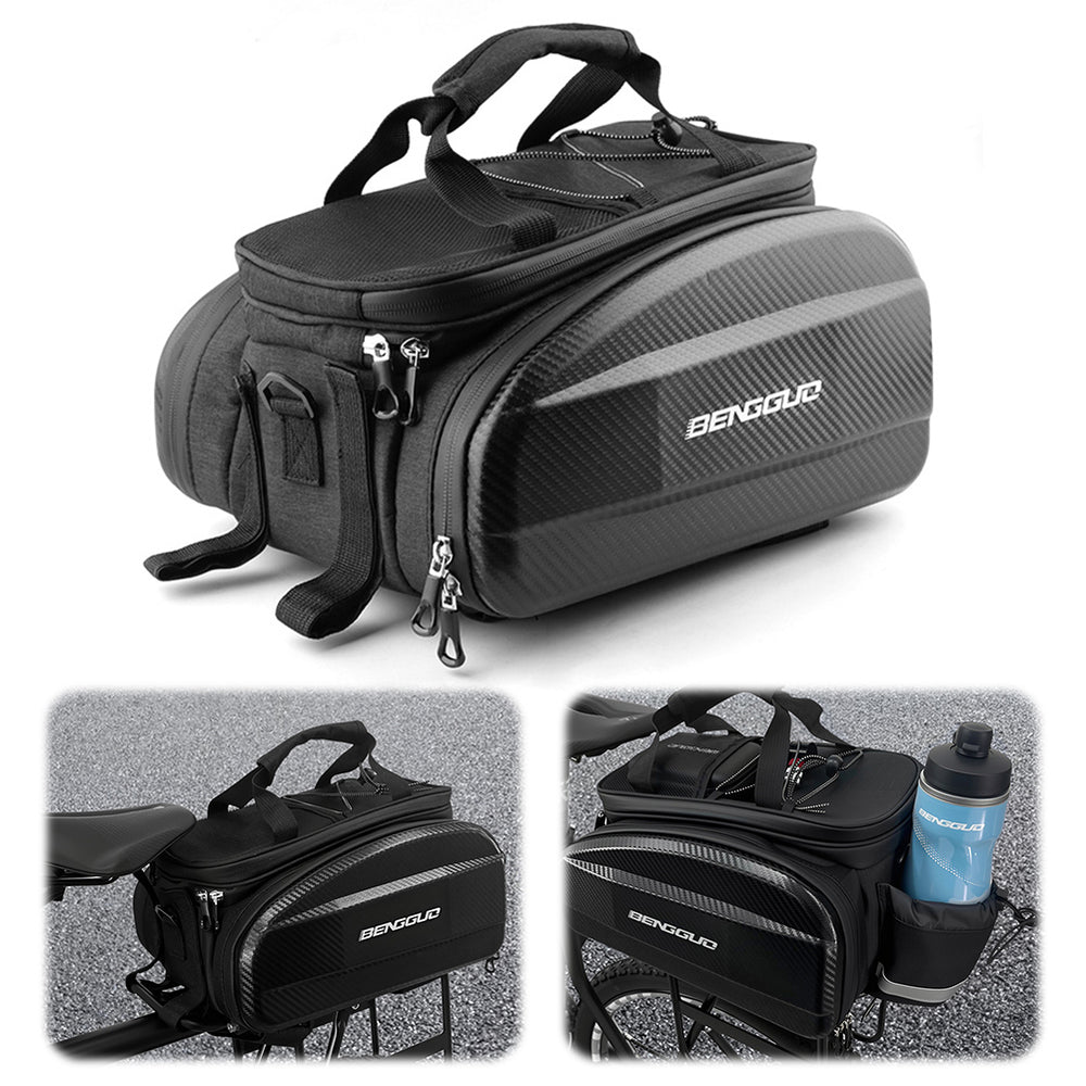 LinkMejor 17-30L EVA Hard Shell Bicycle Trunk Pannier with Reflector & Shoulder Strap Multi Functional Waterproof Rear Seat Frame Bag