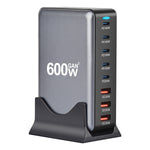 [GaN Tech]LinkMejor YMX-600W 600W 8-Port USB PD Charger 5USB-C+3USB-A QC PD3.1 Fast Charging Desktop Charging Station EU Plug US Plug for iPhone 16 15 Plus 14 13 12 Pro for Huawei Mate XT for Xiaomi 15pro for Oppo A5 Pro